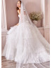 Strapless Ivory Pleated Tulle Layered Wedding Dress